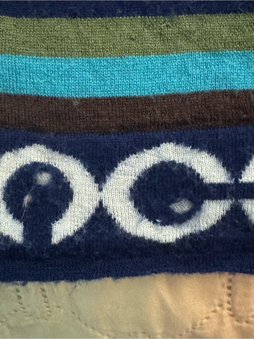 Coach Navy and White Logo Beanie